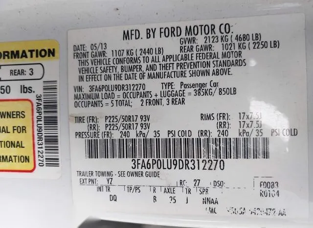 3FA6P0LU9DR312270 2013 2013 Ford Fusion- Hybrid SE 9