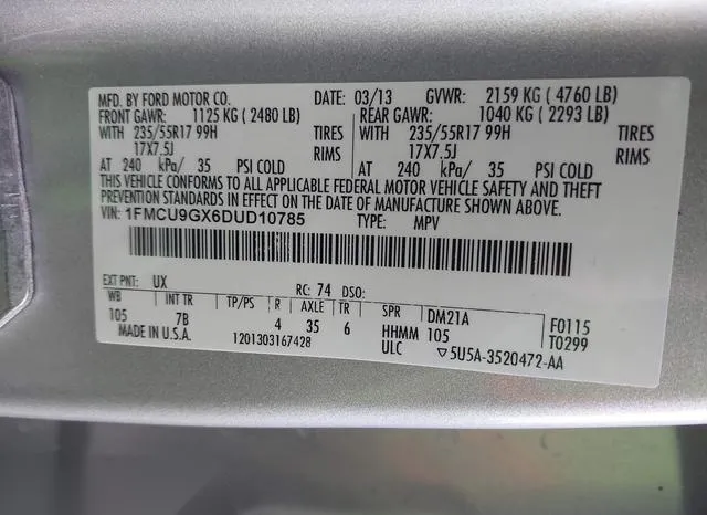 1FMCU9GX6DUD10785 2013 2013 Ford Escape- SE 9