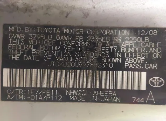 JTDKB20U997882310 2009 2009 Toyota Prius 9