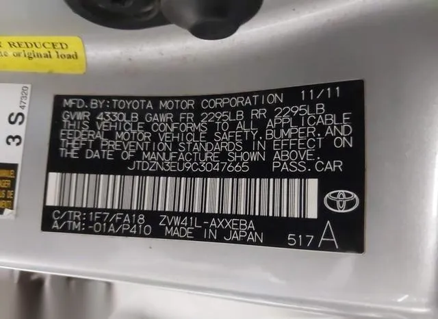 JTDZN3EU9C3047665 2012 2012 Toyota Prius- V Three 9