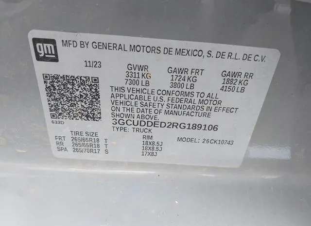 3GCUDDED2RG189106 2024 2024 Chevrolet Silverado 1500- 4Wd 9