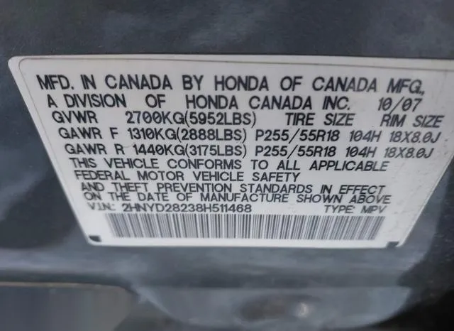 2HNYD28238H511468 2008 2008 Acura MDX 9