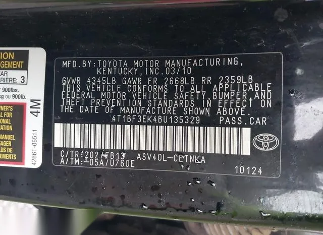 4T1BF3EK4BU135329 2011 2011 Toyota Camry- LE 9