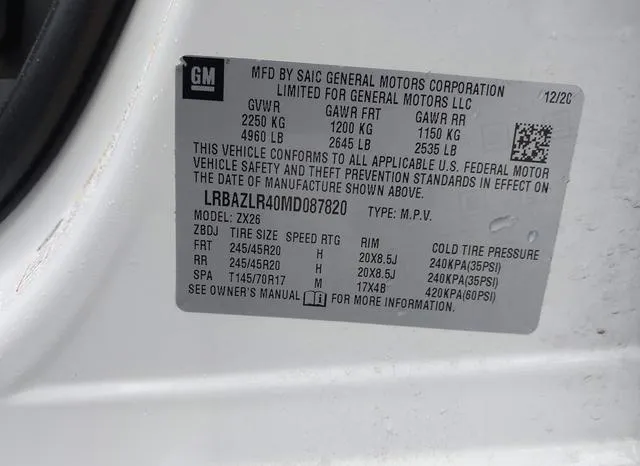 LRBAZLR40MD087820 2021 2021 Buick Envision- Fwd Preferred 9