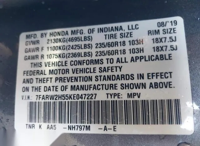 7FARW2H55KE047227 2019 2019 Honda CR-V- EX 9