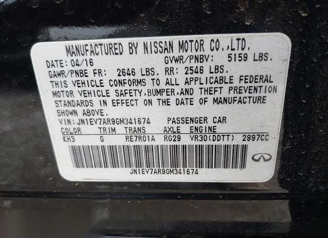 JN1EV7AR9GM341674 2016 2016 Infiniti Q50- 3-0T Premium 9