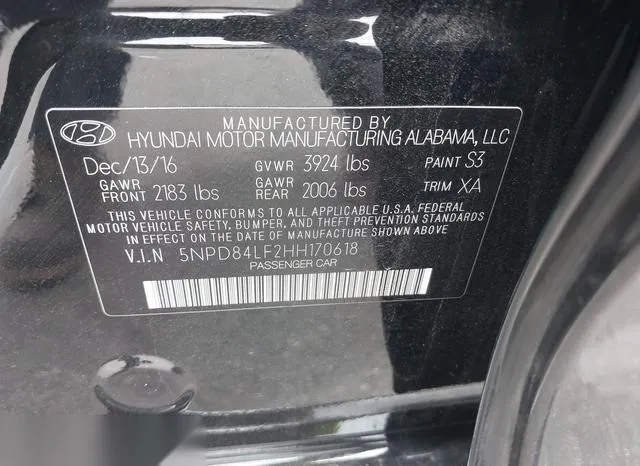 5NPD84LF2HH170618 2017 2017 Hyundai Elantra- Value Edition 9