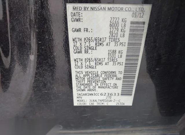 5N1AR1NN3CC623633 2012 2012 Nissan Pathfinder- SV 9