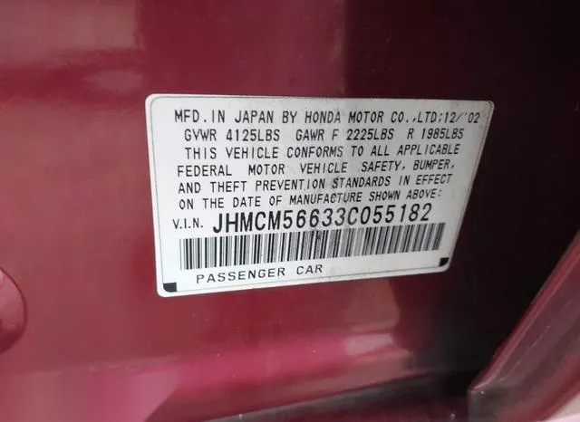 JHMCM56633C055182 2003 2003 Honda Accord- 2-4 EX 9