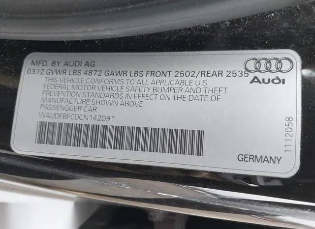 WAUDFBFC0CN142091 2012 2012 Audi A6- 2-0T Premium 9