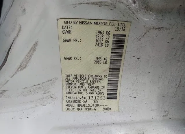 1N4BL4BV3KC131253 2019 2019 Nissan Altima- 2-5 S 9