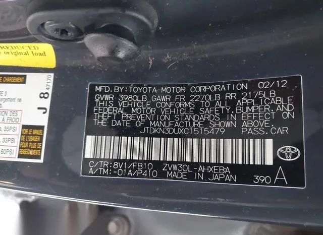 JTDKN3DUXC1515479 2012 2012 Toyota Prius- Three 9