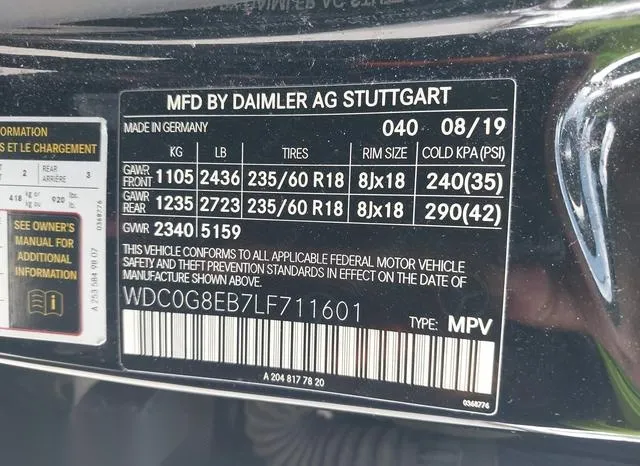 WDC0G8EB7LF711601 2020 2020 Mercedes-Benz GLC 300- 4Matic 9