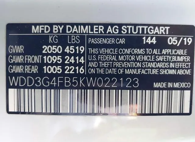 WDD3G4FB5KW022123 2019 2019 Mercedes-Benz A 220- 4Matic 9