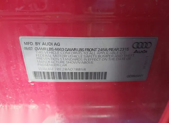 WAUAF78E28A078858 2008 2008 Audi A4- 2-0T/2-0T Special Edition 9