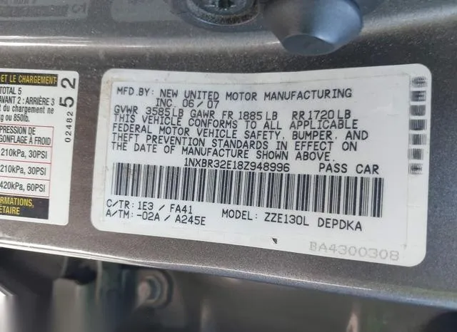 1NXBR32E18Z948996 2008 2008 Toyota Corolla- CE 9