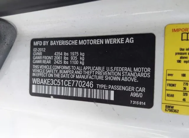 WBAKE3C51CE770246 2012 2012 BMW 3 Series- 328I 9