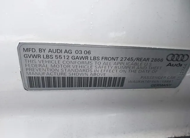 WAUKH74F46N159881 2006 2006 Audi A6- 3-2L 9