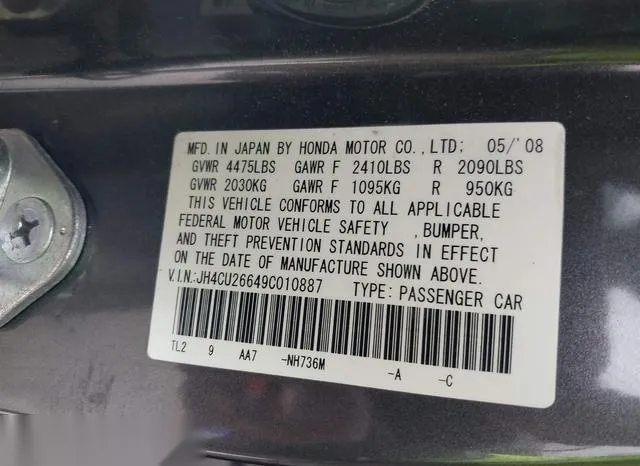 JH4CU26649C010887 2009 2009 Acura TSX 9