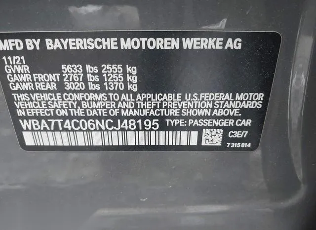 WBA7T4C06NCJ48195 2022 2022 BMW 7 Series- 740 XI 9