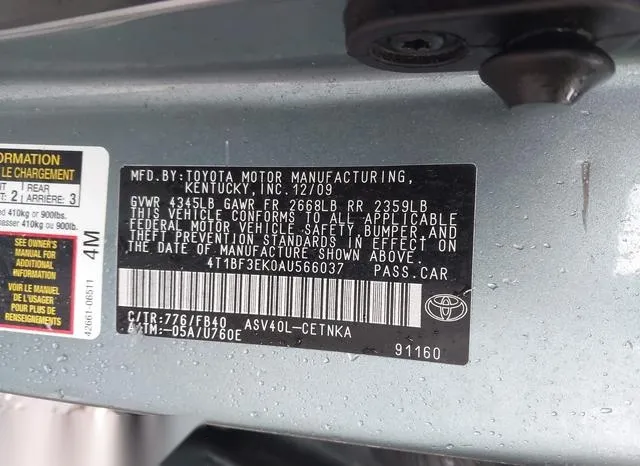 4T1BF3EK0AU566037 2010 2010 Toyota Camry- LE 9