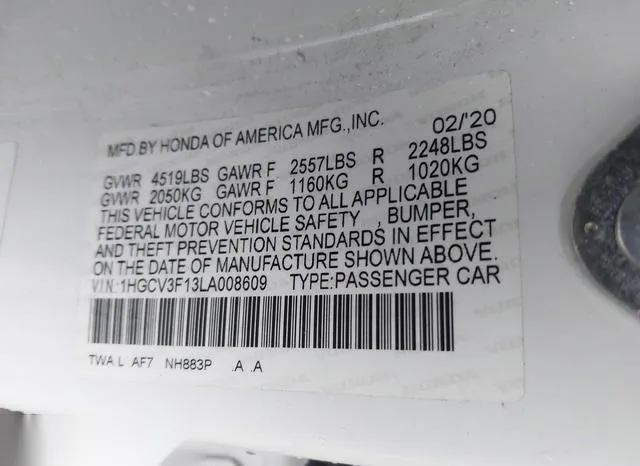 1HGCV3F13LA008609 2020 2020 Honda Accord- Hybrid 9