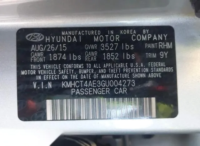 KMHCT4AE3GU004273 2016 2016 Hyundai Accent- SE 9