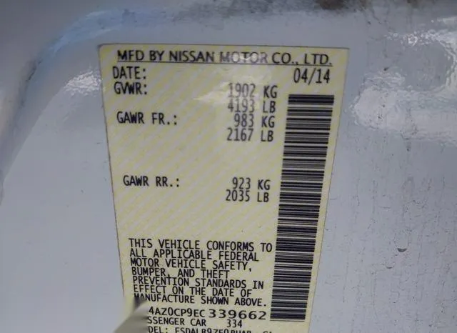 1N4AZ0CP9EC339662 2014 2014 Nissan Leaf- S 9