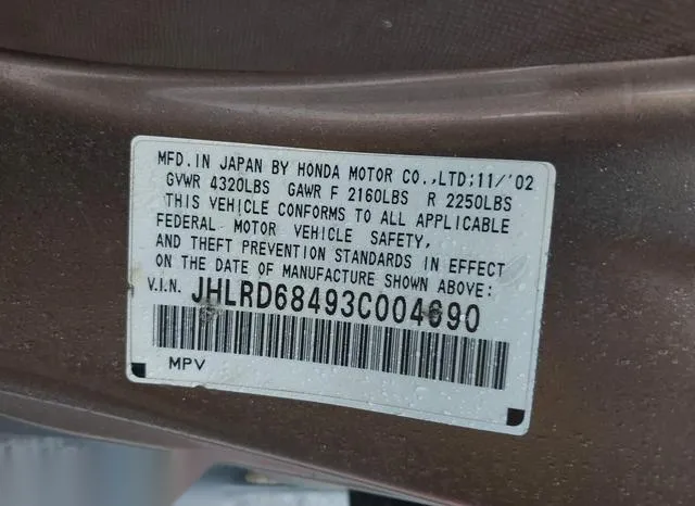 JHLRD68493C004690 2003 2003 Honda CR-V- LX 9