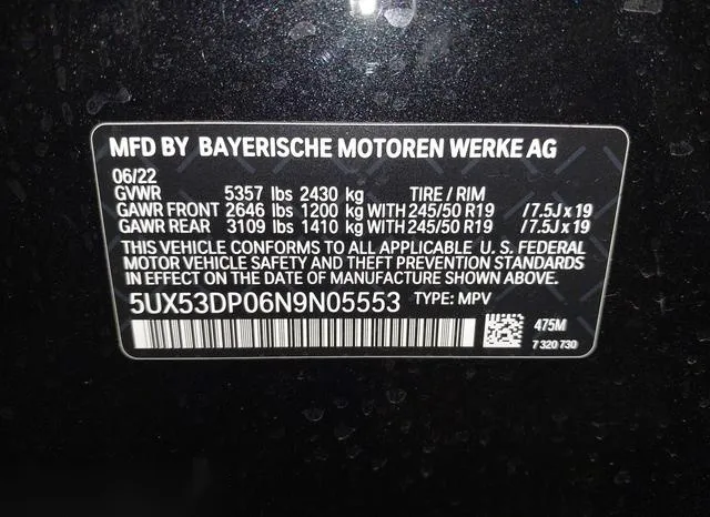 5UX53DP06N9N05553 2022 2022 BMW X3- Xdrive30I 9