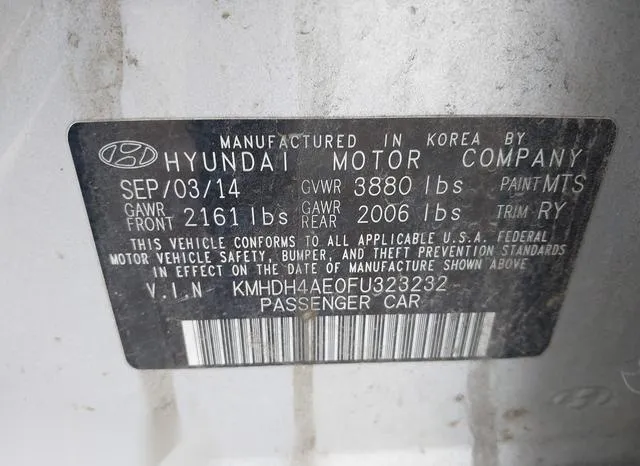 KMHDH4AE0FU323232 2015 2015 Hyundai Elantra- SE 9