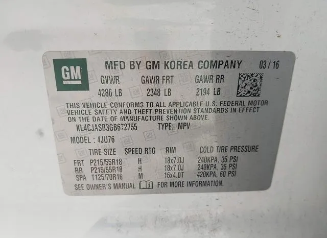 KL4CJASB3GB672755 2016 2016 Buick Encore 9