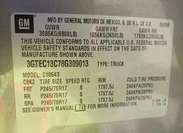 3GTEC13C78G309013 2008 2008 GMC Sierra- 1500 SL 9