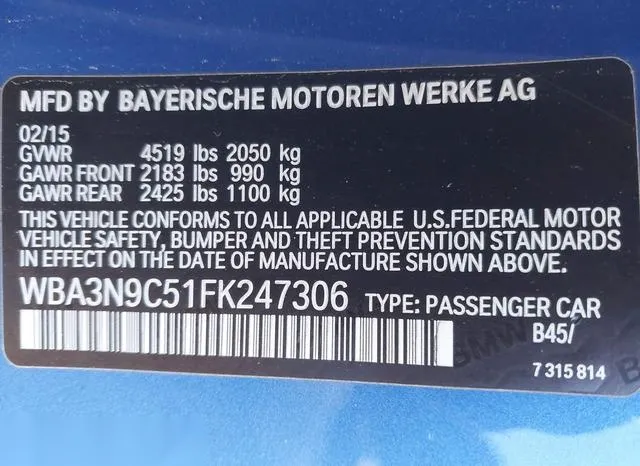 WBA3N9C51FK247306 2015 2015 BMW 4 Series- 428I Xdrive 9