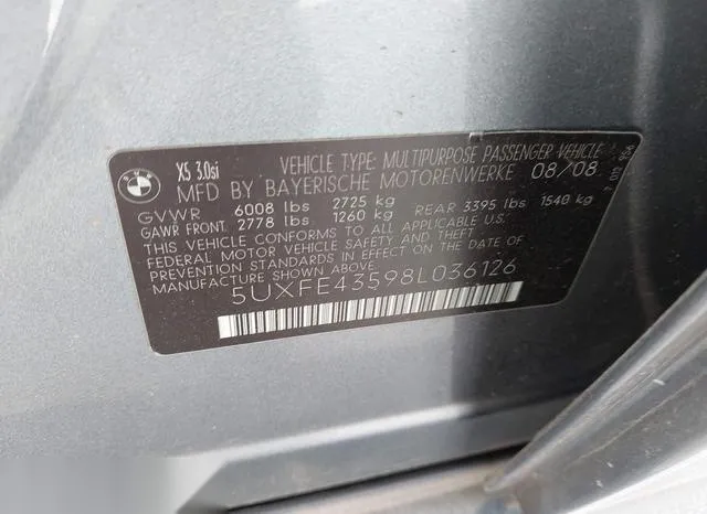 5UXFE43598L036126 2008 2008 BMW X5- 3-0SI 9