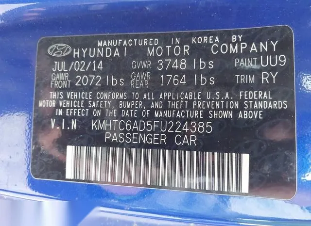 KMHTC6AD5FU224385 2015 2015 Hyundai Veloster 9