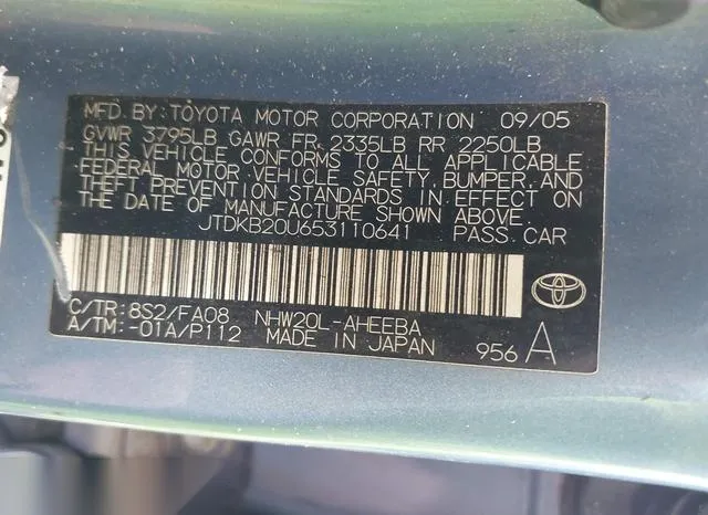 JTDKB20U653110641 2005 2005 Toyota Prius 9