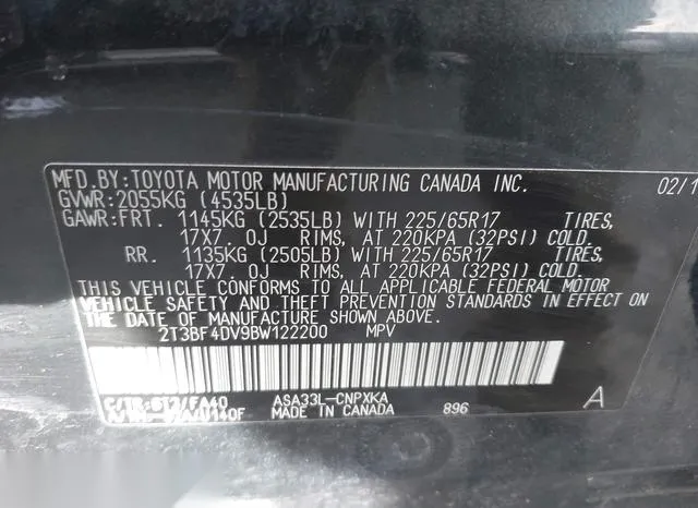 2T3BF4DV9BW122200 2011 2011 Toyota RAV4 9