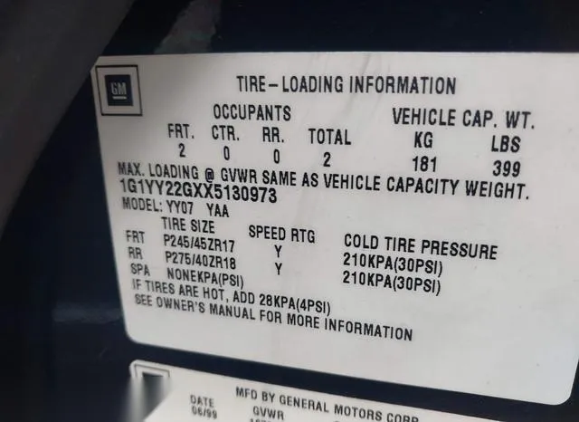 1G1YY22GXX5130973 1999 1999 Chevrolet Corvette 9