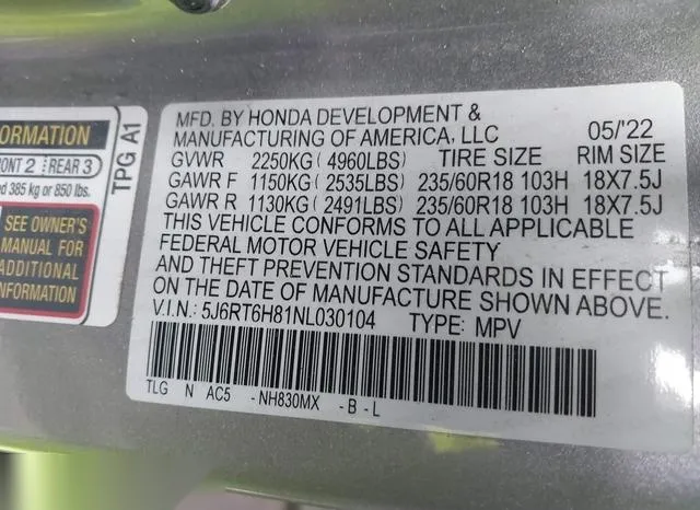 5J6RT6H81NL030104 2022 2022 Honda CR-V- Exl 9