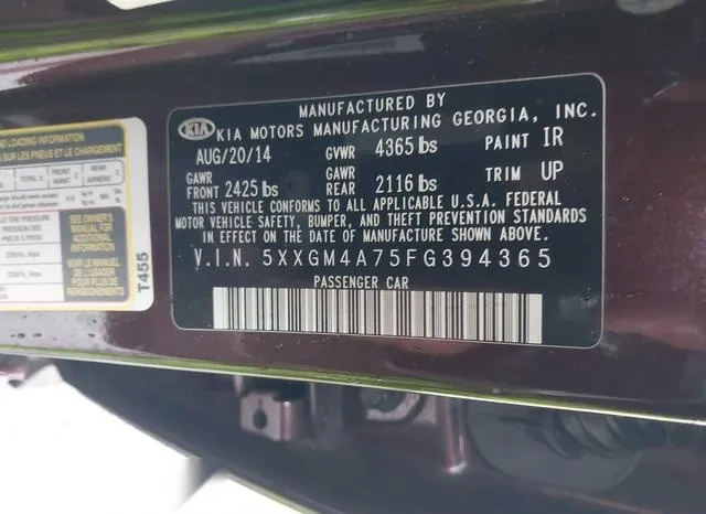 5XXGM4A75FG394365 2015 2015 KIA Optima- LX 9