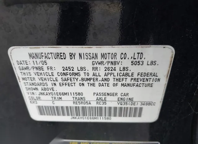 JNKAY01E66M111580 2006 2006 Infiniti M35 9