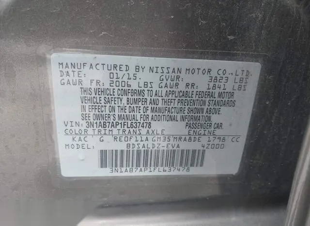 3N1AB7AP1FL637478 2015 2015 Nissan Sentra- SV 9