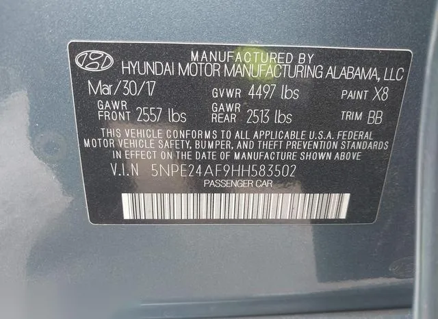 5NPE24AF9HH583502 2017 2017 Hyundai Sonata 9