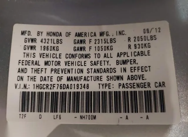 1HGCR2F76DA019348 2013 2013 Honda Accord- EX 9