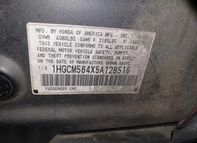 1HGCM564X5A128516 2005 2005 Honda Accord- 2-4 LX 9