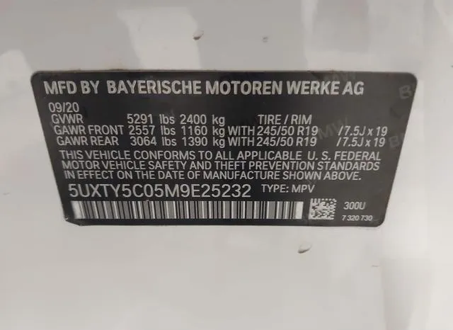 5UXTY5C05M9E25232 2021 2021 BMW X3- Xdrive30I 9