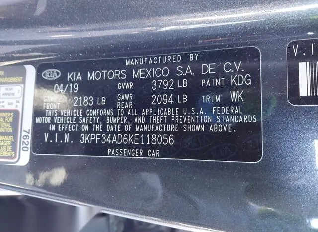 3KPF34AD6KE118056 2019 2019 KIA Forte- S 9