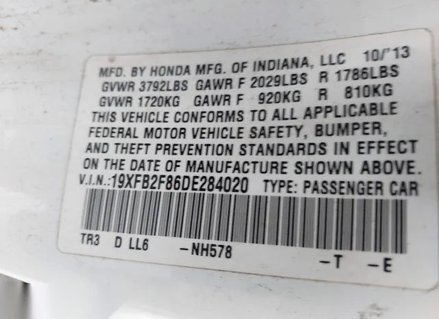 19XFB2F86DE284020 2013 2013 Honda Civic- EX 9