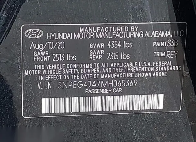 5NPEG4JA7MH065369 2021 2021 Hyundai Sonata- SE 9